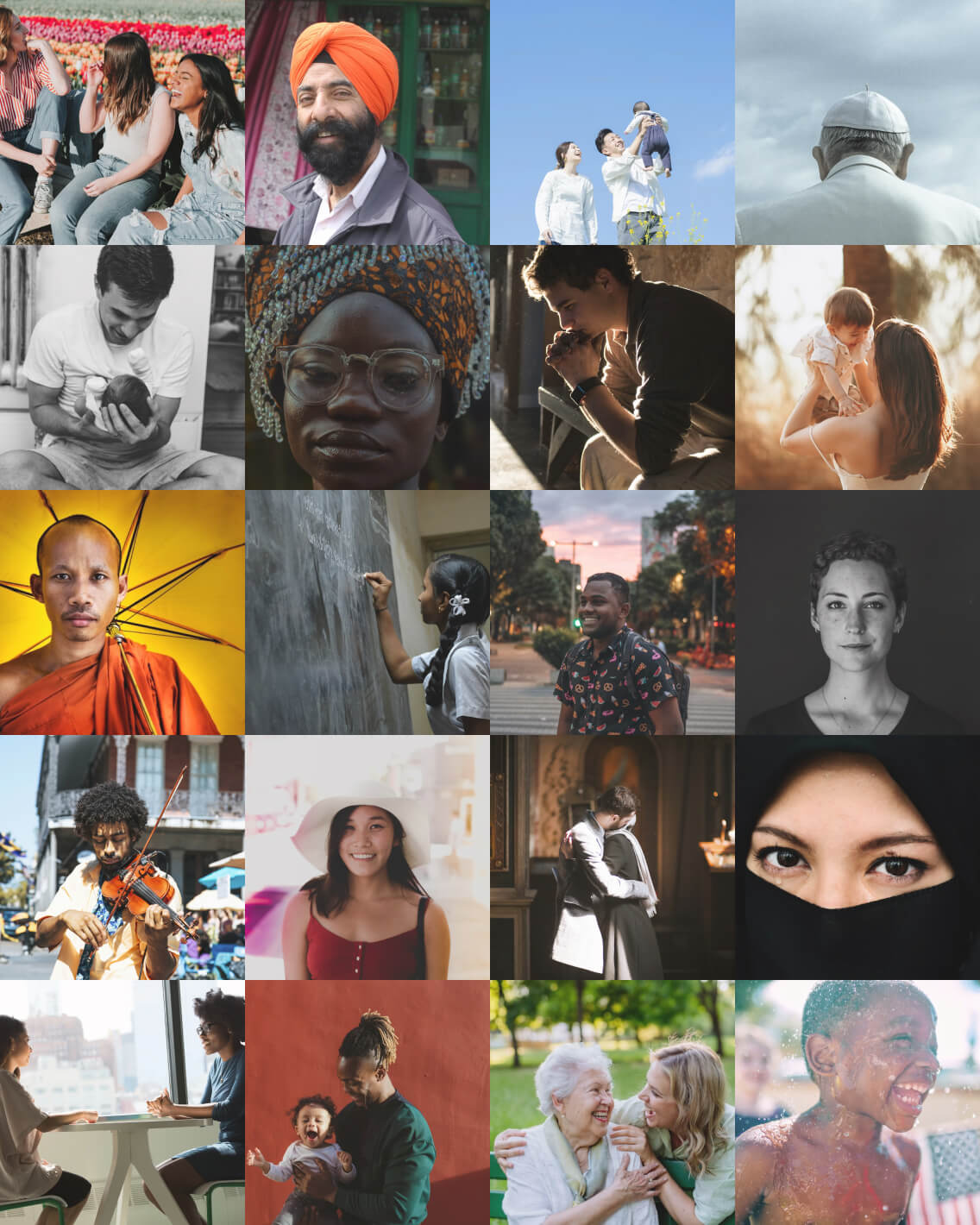 Diverse faces from around the world representing the breadth of human worldviews
